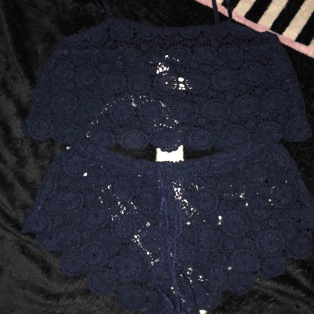 Vintage Victoria’s Secret swim 2pc set navy blue